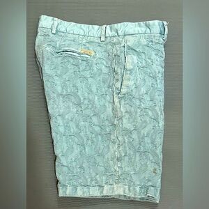 ZARA MAN slate blue stretch raised jacquard geometric slim fit Mens shorts 31